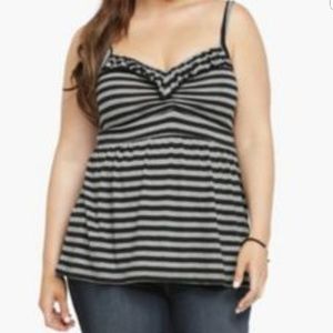 🖤 SOLD 🖤 Grey Striped Ruffled Babydoll Tank